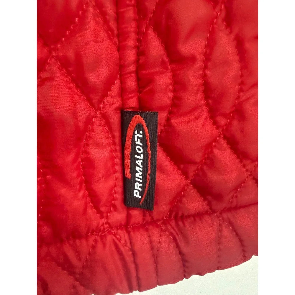 Lands End Kids Red Quilted PrimaLoft Full Zip Jacket Mock Neck‎ Size L 14-16